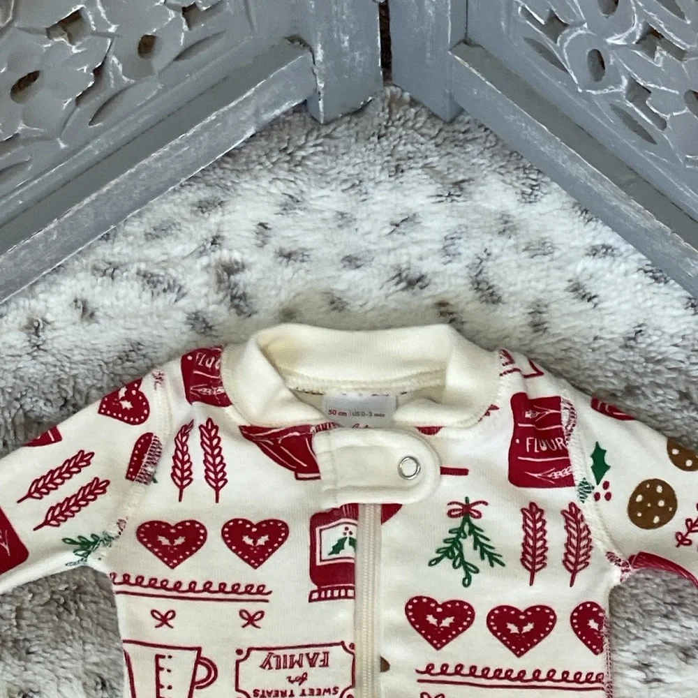 Hanna Andersson Christmas cookie bodysuit boys girls 0-3 months holiday party